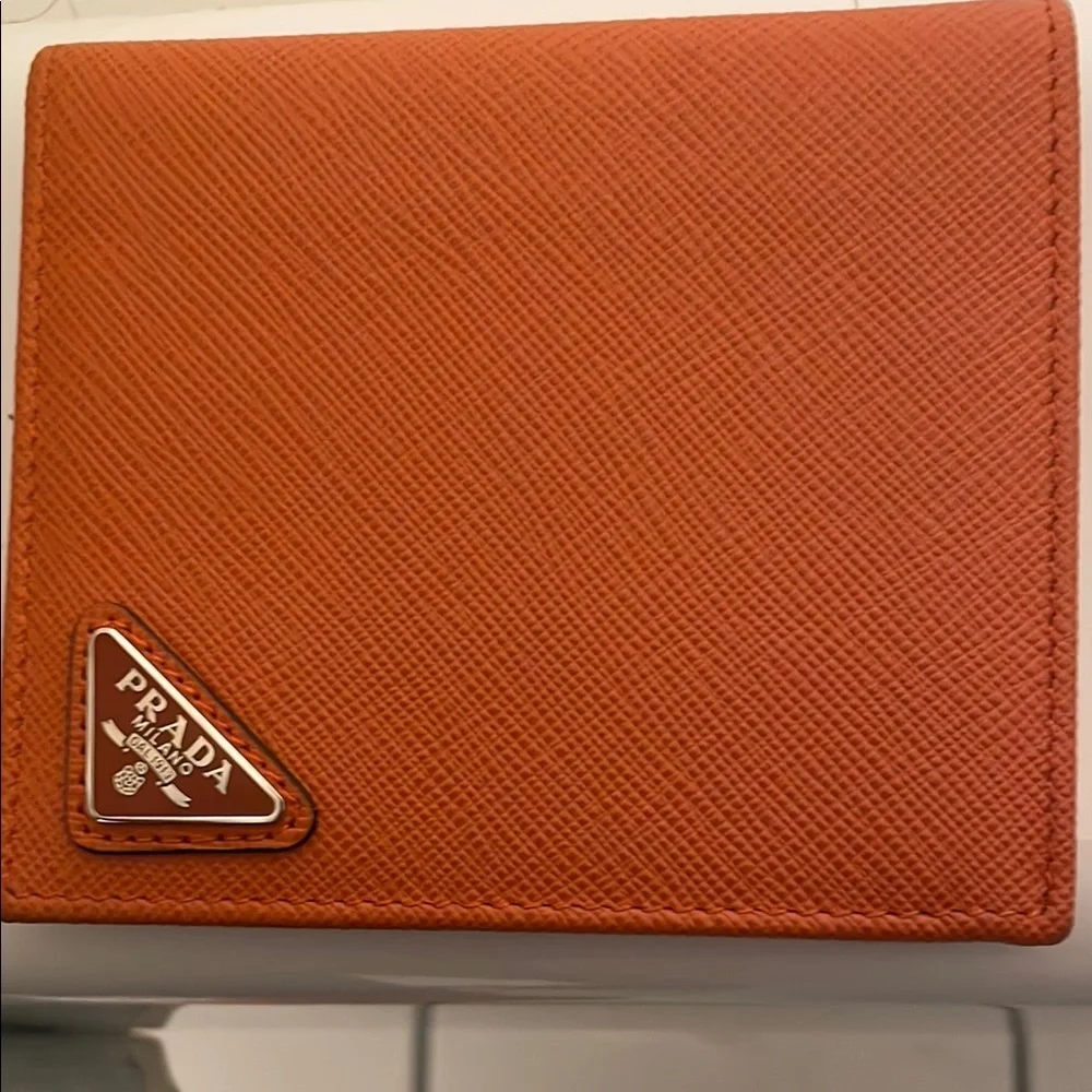 Prada Textured Orange Wallet